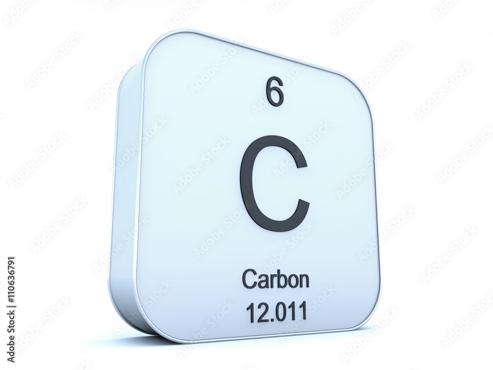 Carbon element on white square icon Carbon element on white square icon
