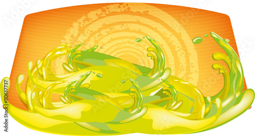 splashes of juice over color background