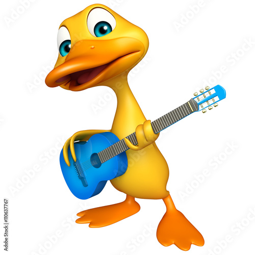 Duck cartoon character with guitar © visible3dscience
