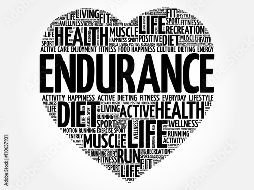 ENDURANCE heart word cloud, fitness, sport, health concept