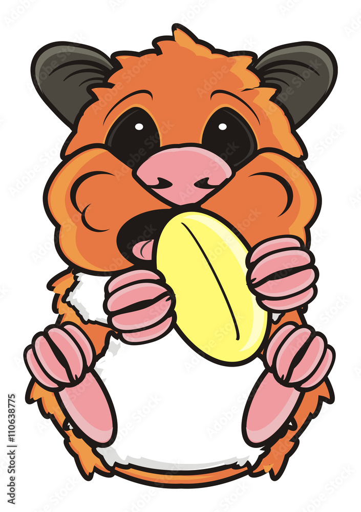 food, nuts, peanuts, hold, eat, nibble, tasty, Keep it up, big, bite,  hamster, rodent, brown, funny, isolated, comics, cartoon, fauna, pet,  animal, humor, comic, profile, pose, Stock Illustration | Adobe Stock