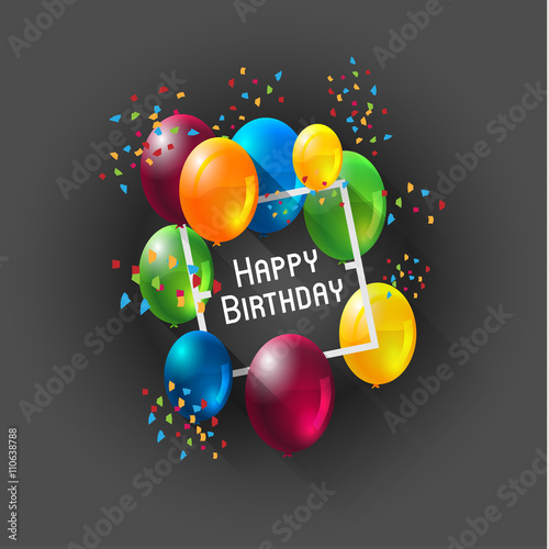 abstract celebration birthday background with colorful balloons, stripes