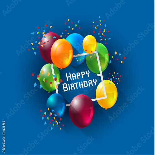 abstract celebration birthday background with colorful balloons, stripes