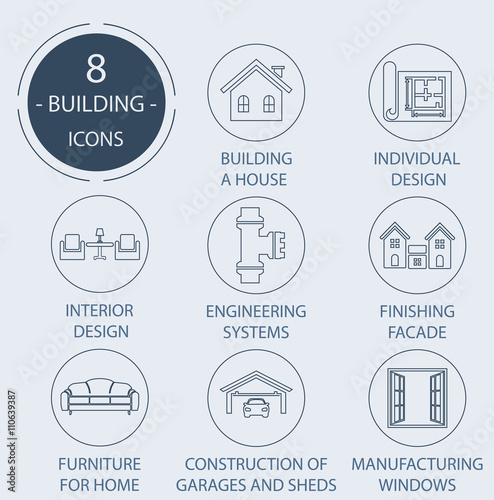 The icons on the theme - Construction of the house, working