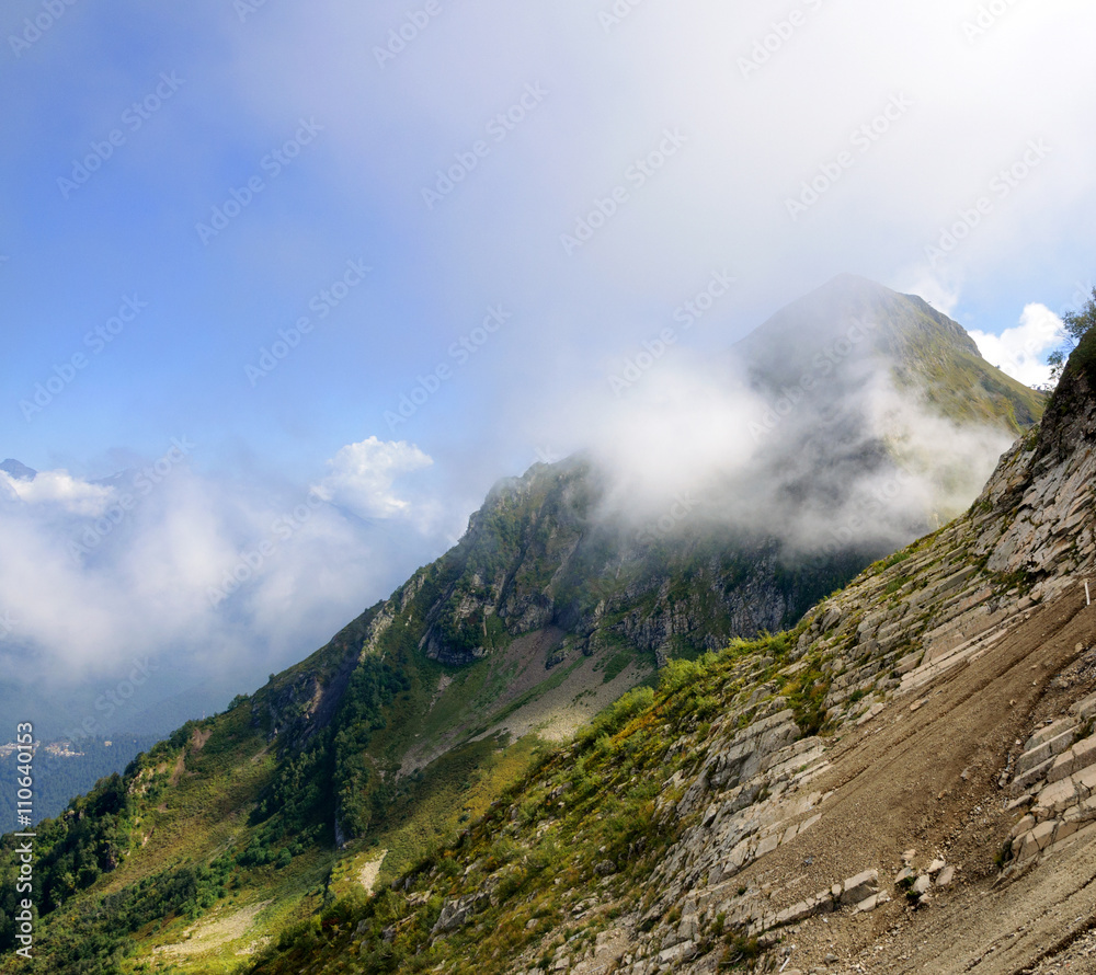 Mountain top in the clouds. Mountain top in the clouds.