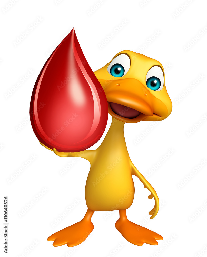Duck cartoon character with blood drop Duck cartoon character with blood drop