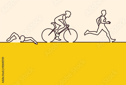 Obraz na plátně Vector illustration triathlon, flat design