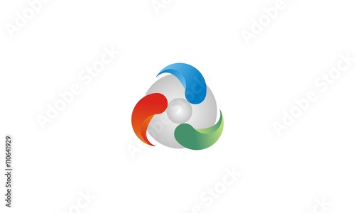 Abstract vector infinite circle ribbon logo template. 3 volume loop