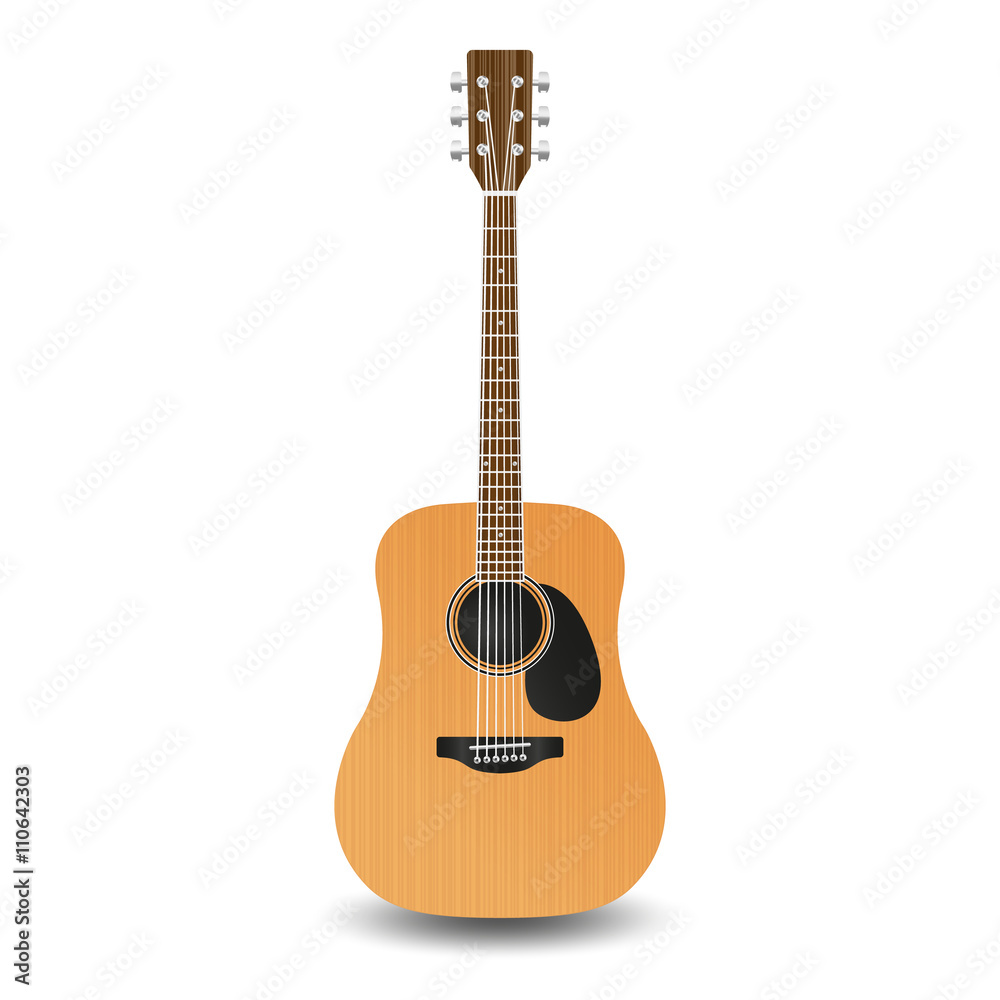 Realistic wooden guitar.