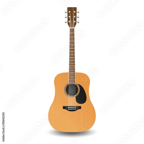 Realistic wooden guitar.