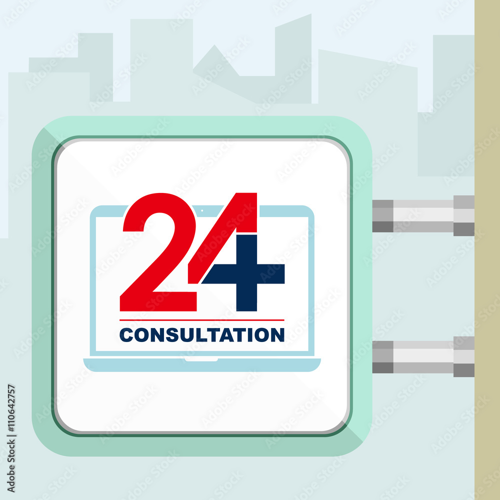 Twenty four available on line medical consultation. Laptop. Citylight conception. Twenty four available on line medical consultation. Laptop. Citylight conception.