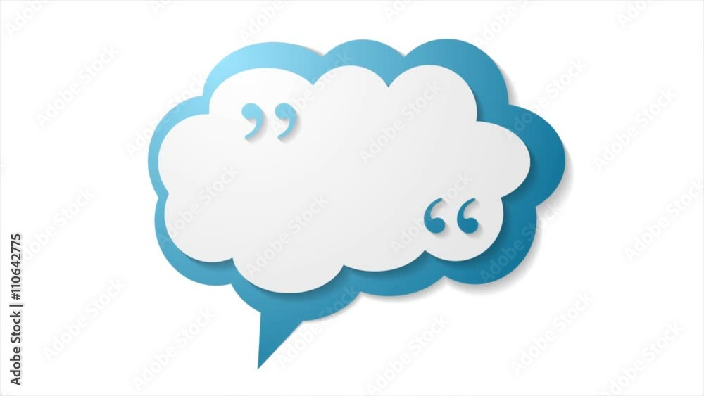 Blue cloud speech bubble with commas, quote motion background. Video animation Ultra HD 4K 3840x2160 Blue cloud speech bubble with commas, quote motion background. Video animation Ultra HD 4K 3840x2160