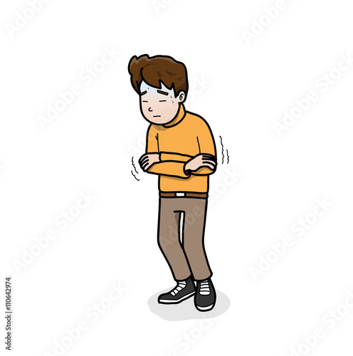 Feeling Sick, a hand drawn vector illustration of a man feeling sick.