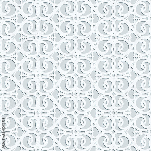 Light-gray seamless geometric pattern. Tiled background with Oriental motif 3D. Endless texture can be used for wallpaper, pattern fills, background of web page, surface textures © galinaalex