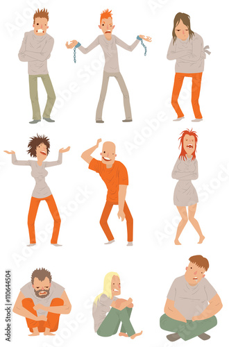 Mad crazy people vector illustration.