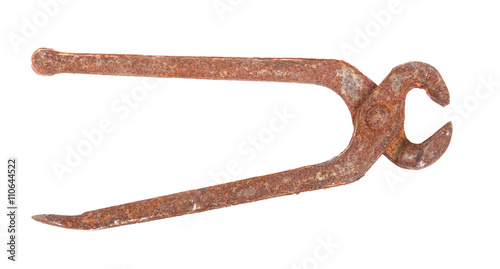 rusty old pliers isolated on a white background