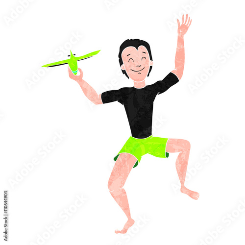 Boy Playing With Toy Aircraft colorized texture 4