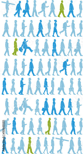 group or walking business and workmen