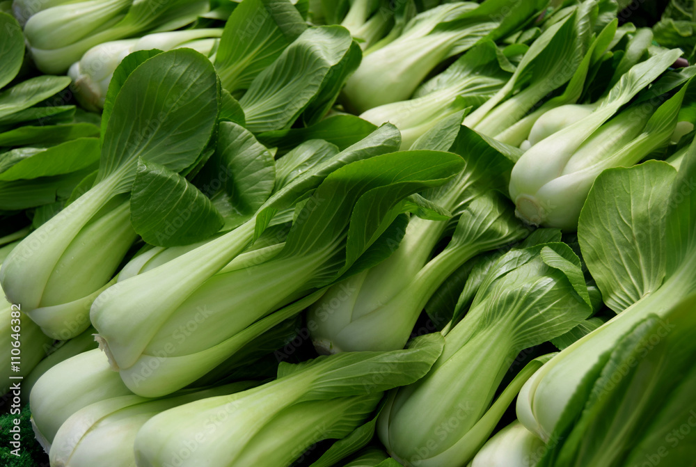 Fresh Pak choi cabbage in the city market of Birmingham Fresh Pak choi cabbage in the city market of Birmingham
