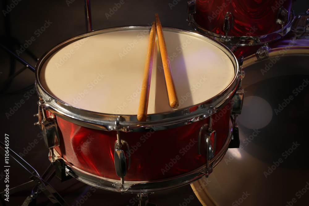 Obraz premium Drums set and sticks, close-up