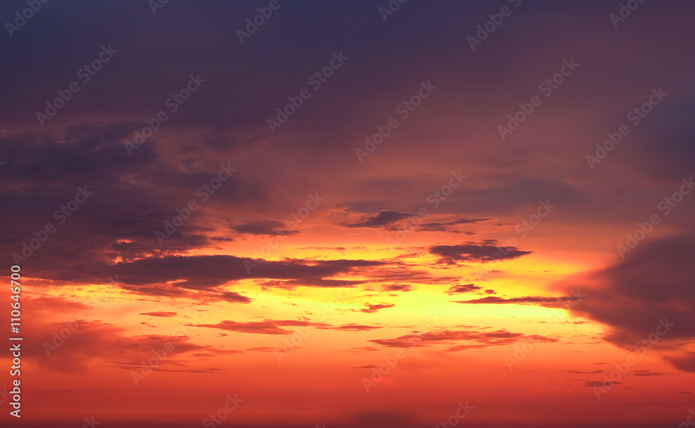 Dramatic color sunset sky