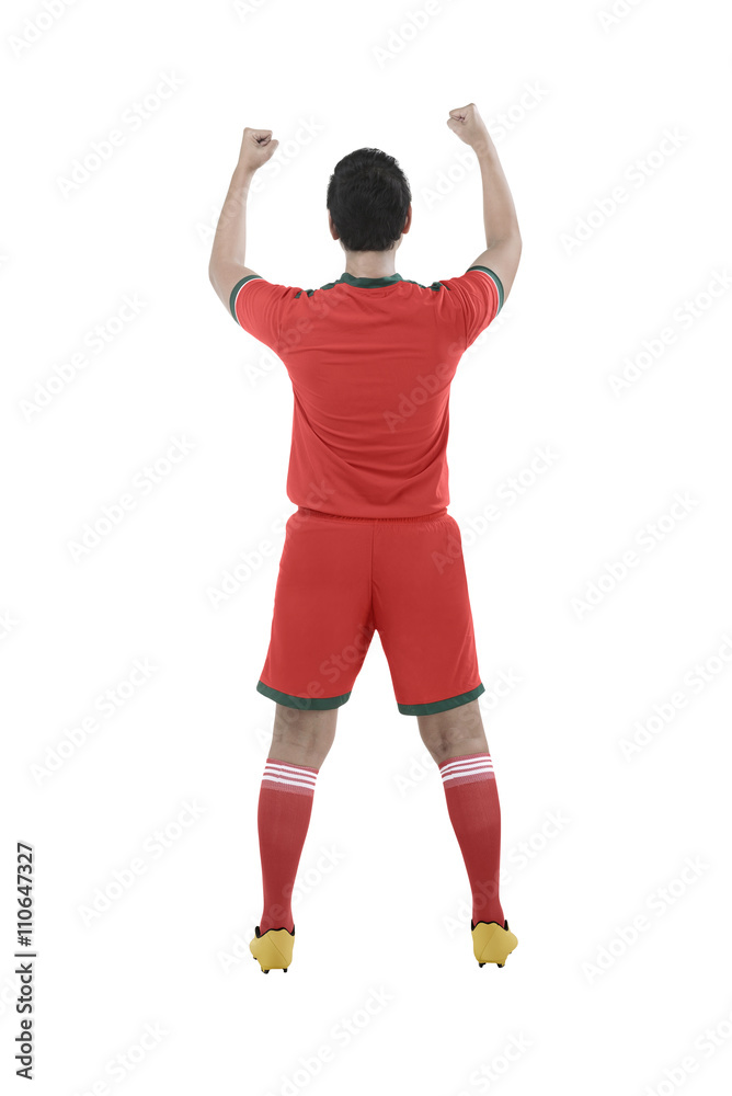Winning football player after scoring Winning football player after scoring