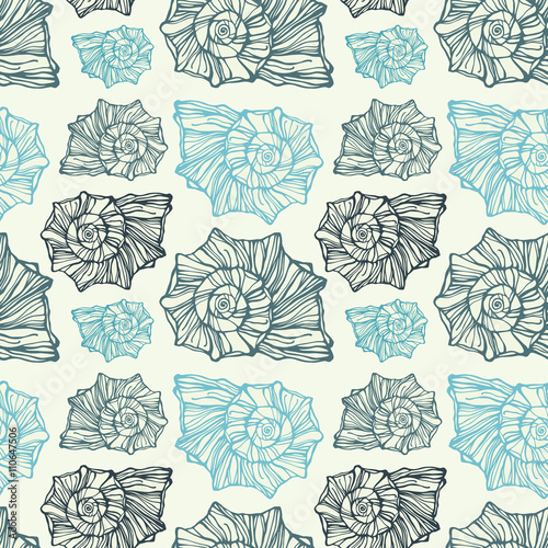 Seamless pattern with decorative seashells