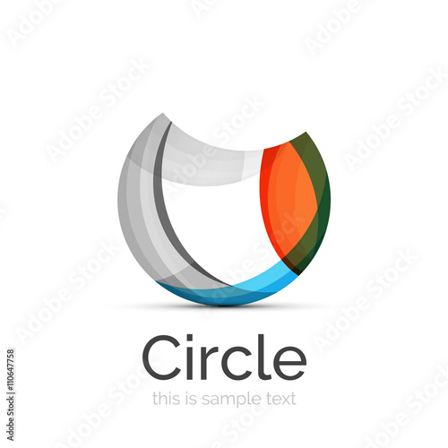 Circle logo. Transparent overlapping swirl shapes. Modern clean business icon