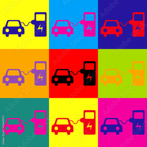 Electric car battery charging sign