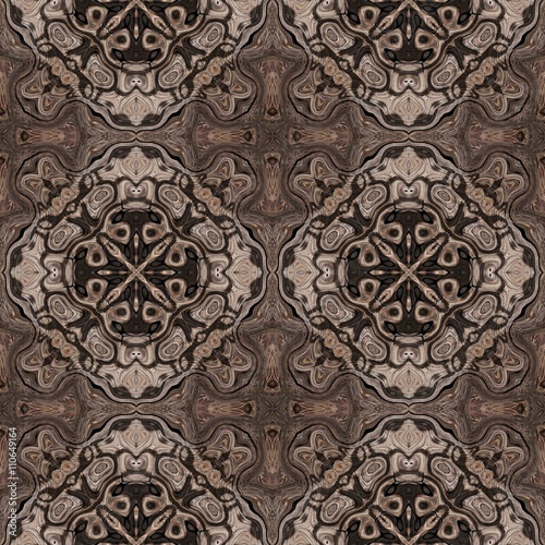 Brown ornamental persian or arabic soft carpet with floral arabesque pattern made seamless photo