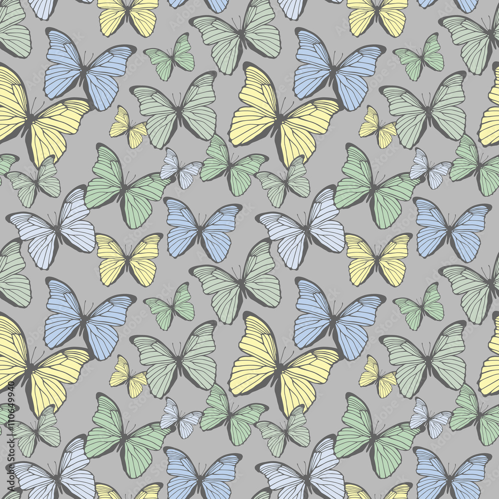 Seamless pattern with  butterflies