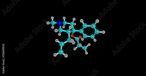 Allylprodine molecular structure isolated on black