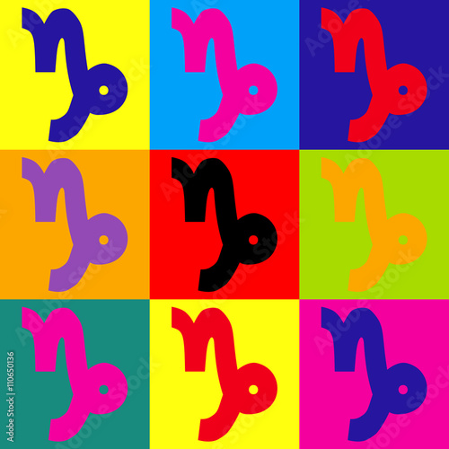 Capricorn sign. Pop-art style icons set