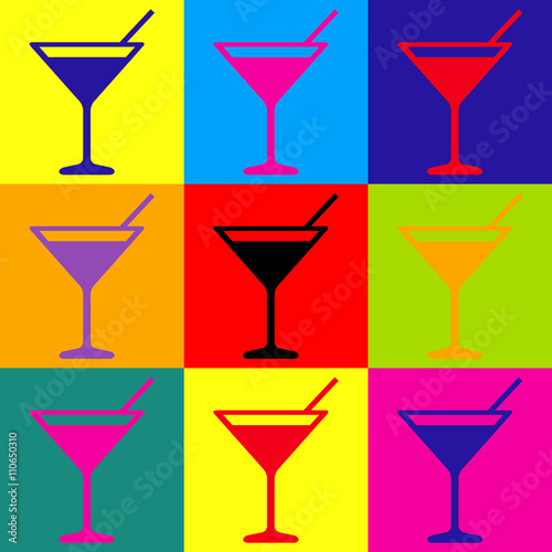 Cocktail sign. Pop-art style icons set