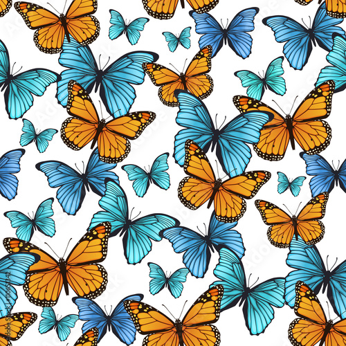 Seamless pattern with decorative butterflies © irenemuse
