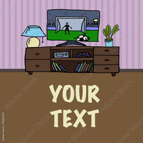 Television, TV watching football, soccer match 