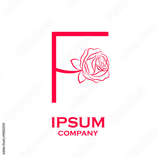 Letter F logo,Rose Flower Red, beauty and fashion logo photo