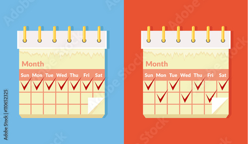 Vector flat cartoon calendar illustration