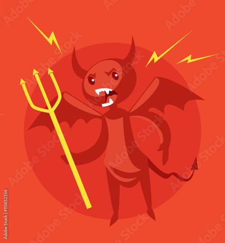 Angry devil. Vector flat cartoon illustration
