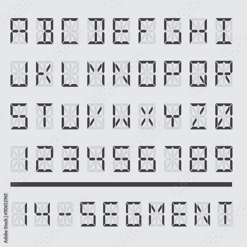 Set of digital alphabet of fourteen segment