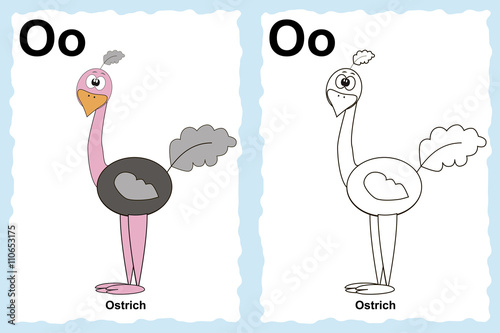 alphabet coloring book page with outline clip art to color. Letter O