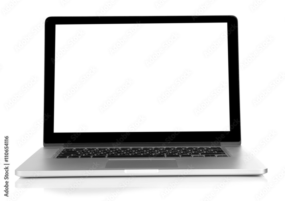 Laptop with black screen isolated on white Laptop with black screen isolated on white