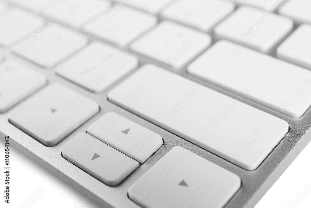 White keys of computer keyboard, closeup White keys of computer keyboard, closeup