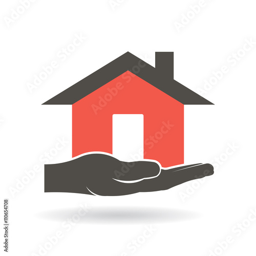 House in hand logo. Vector graphic design