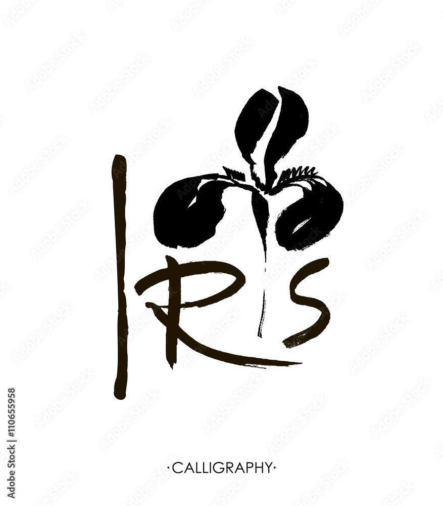 Vector flower logo. Floral background. Stylized calligraphic ink iris. Vector flower logo. Floral background. Stylized calligraphic ink iris.