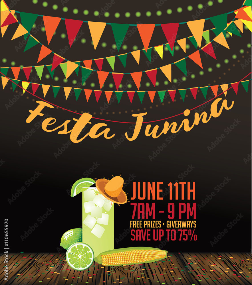 Festa Junina (June party) marketing design. EPS 10 vector illustration. 