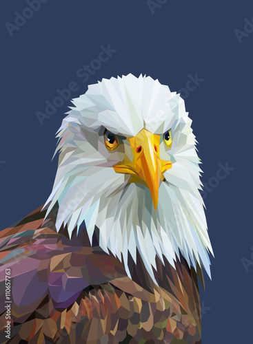 Low poly poster with eagle. Vector illustration.