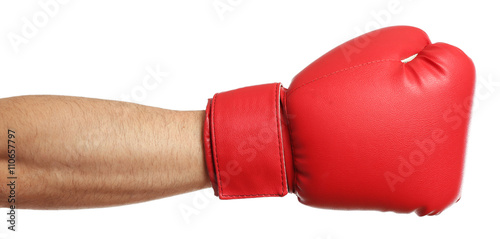 Male hand in boxing glove, isolated on white © Africa Studio