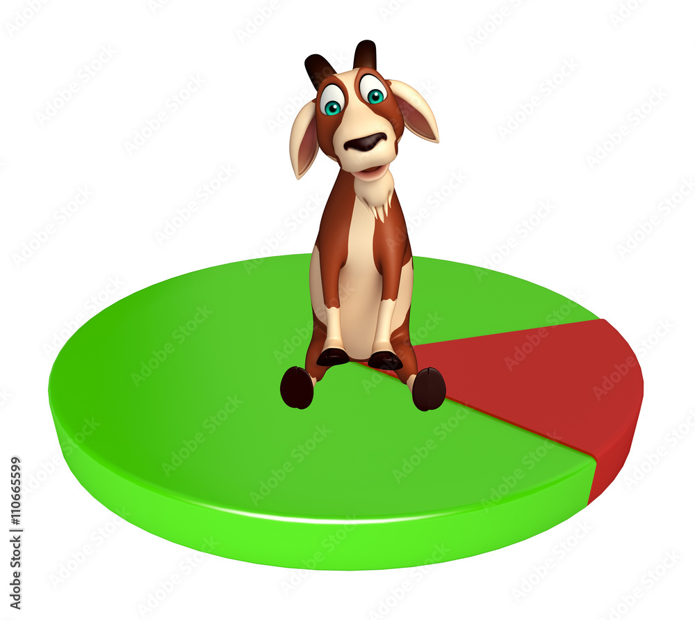 Fototapeta premium fun Goat cartoon character with circle sign