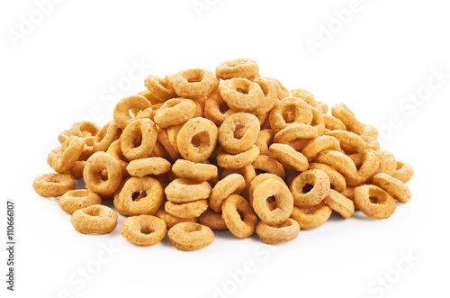 Corn rings isolated on white background. Cereals.